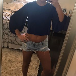 Cutest blue shirt open back Zara